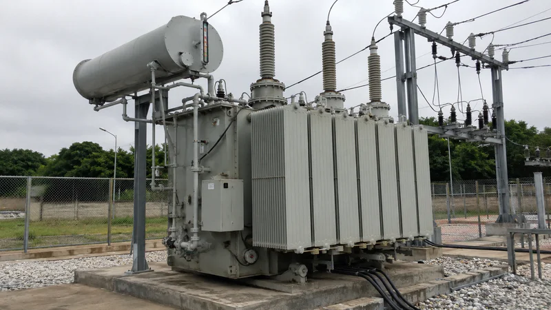 Dry type transformer installed indoors in a commercial building electrical room