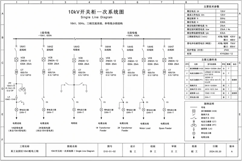 Engineer reviewing a single-line diagram
