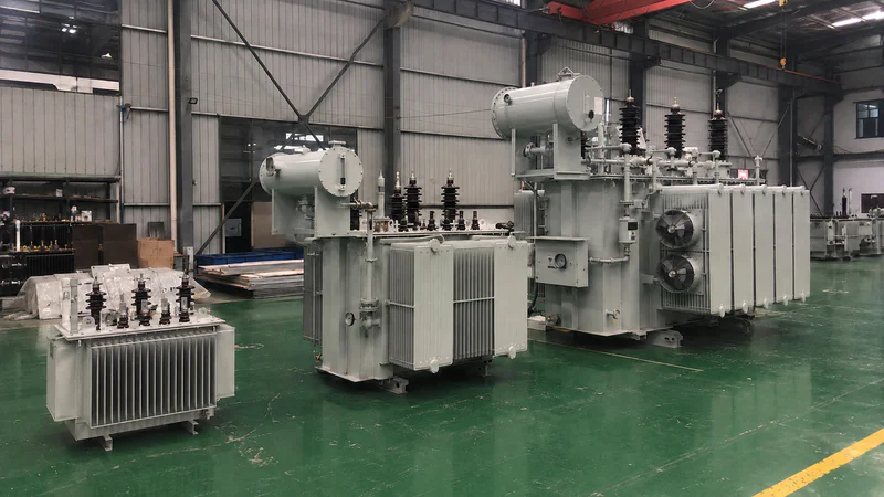 Distribution substation showing range of transformer capacities