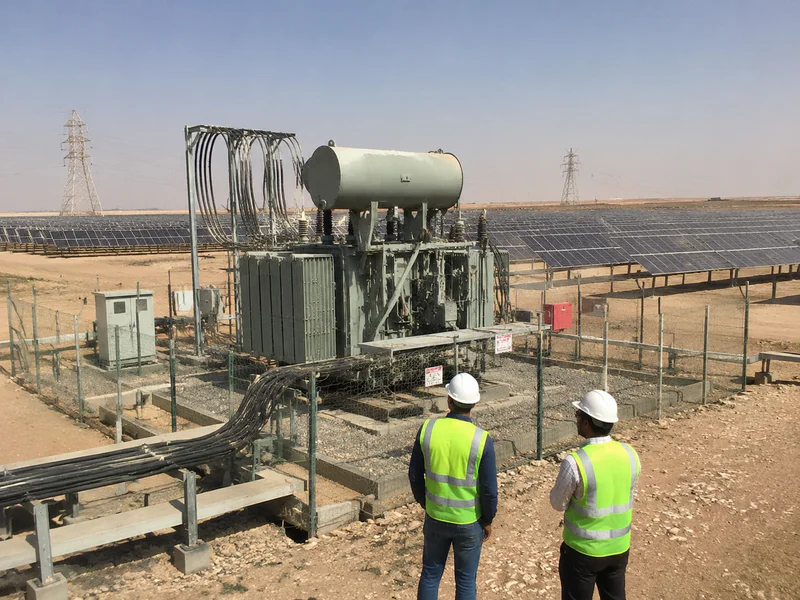 Solar power plant step-up transformer installation