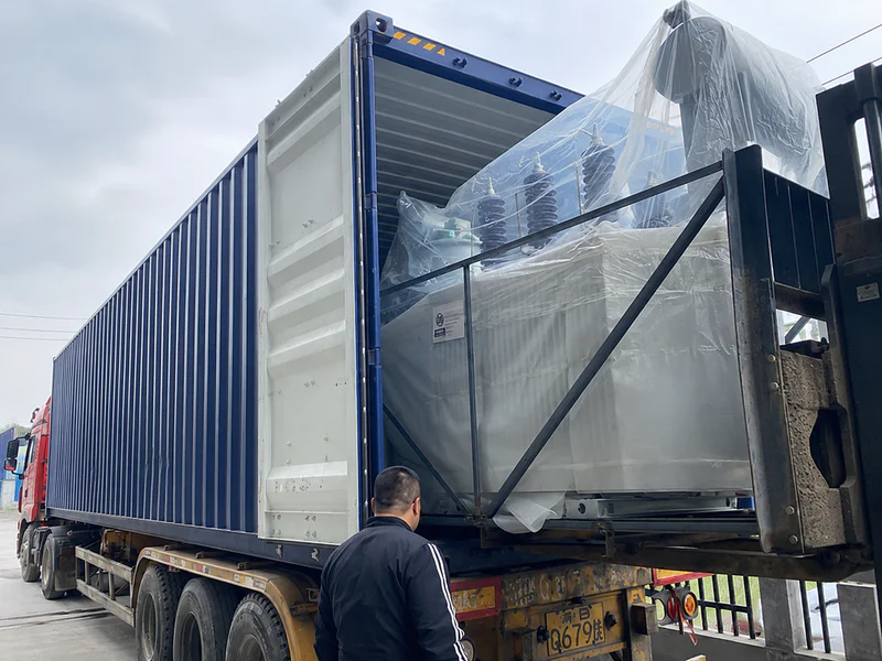 Switchgear cabinets loaded for shipment