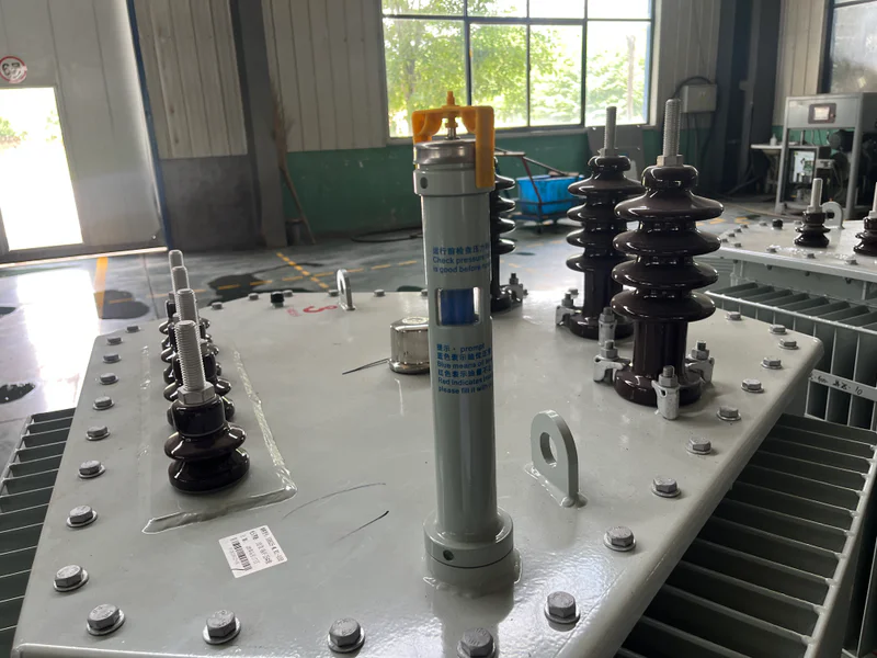 Silica gel dehydrating breather on transformer conservator