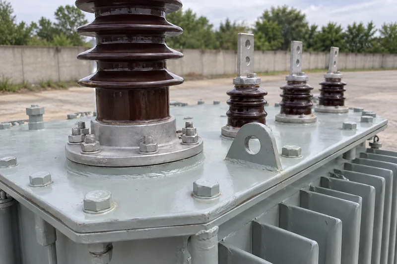 Illustrative oil-transformer bushing flange and bolted tank lid detail